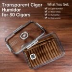 CIGARLOONG Clear Humidor: 30-Cigar Storage Box with Humidifier & Hygrometer - Image 5