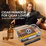 CIGARLOONG Clear Humidor: 30-Cigar Storage Box with Humidifier & Hygrometer - Image 7