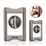 Luxury V-Cut Cigar Cutter Stainless Steel Cigar Cutter Zinc Alloy Blade Semi-Automatic Gold Grey - Image 5