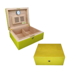 Donatus Cedar Cigar Humidor Case – Large Capacity Cigar Storage Box with Humidifier & Hygrometer | Yellow - Image 6