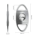 Premium Cigar Cutter Stainless Steel Double Blades Cigar Cutter  Round Cut - Silver - Image 3
