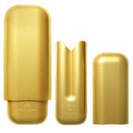 Hemingway Premium leather Cigar Case 2 Cigars Holder Snake Print Cigar Case Gold - Image 3