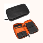 Hemingway Travel Leather Cigar Case 5 Cigar Storage Accessory Pockets Internal Hard-Shell Protection Black