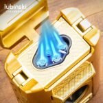 Lubinski Jet Flame Cigar Torch Lighter – Windproof Refillable Butane Lighter with Built-In Cigar Rest - Image 4