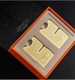 Portable Cigar Holder Stand Metal Cigar Rest with Leather Case Gold - Image 2