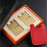 Portable Cigar Holder Stand Metal Cigar Rest with Leather Case Gold - Image 3