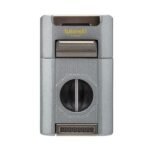 Lubinski Jet Flame Cigar Torch Lighter (Gray) – Windproof Refillable Butane Lighter with Built-In Cigar Rest