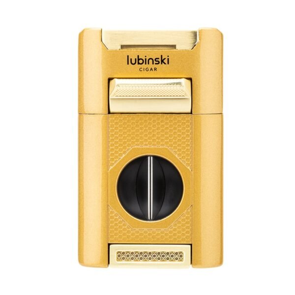 Lubinski Jet Flame Cigar Torch Lighter – Windproof Refillable Butane Lighter with Built-In Cigar Rest