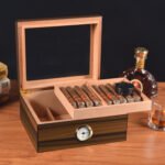 Cigarol Glass Top Desktop Humidor | Classic Wood Finish with Analog or Digital Hygrometer - Image 4