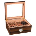 Cigarol Glass Top Desktop Humidor | Classic Wood Finish with Analog or Digital Hygrometer - Image 7