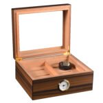 Cigarol Glass Top Desktop Humidor | Classic Wood Finish with Analog or Digital Hygrometer - Image 3