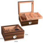 Cigarol Glass Top Desktop Humidor | Classic Wood Finish with Analog or Digital Hygrometer - Image 8