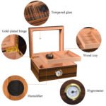 Cigarol Glass Top Desktop Humidor | Classic Wood Finish with Analog or Digital Hygrometer - Image 6