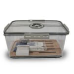 Transparent Acrylic Cigar Humidor | Airtight Travel Box with Cedar Tray & Hygrometer