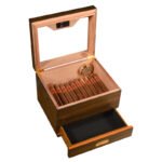 Cigarloog desktop Glass Top Cigar Humidor with Drawer | Digital Hygrometer & Spanish Cedar - Image 7