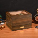 Cigarloog desktop Glass Top Cigar Humidor with Drawer | Digital Hygrometer & Spanish Cedar - Image 5