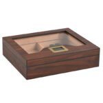 Glass Top Desktop Humidor | Elegant Wood Finish with Analog or Digital Hygrometer - Image 3