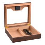 Glass Top Desktop Humidor | Elegant Wood Finish with Analog or Digital Hygrometer - Image 6