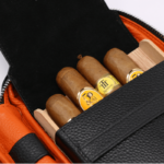 Hemingway Travel Leather Cigar Case 5 Cigar Storage Accessory Pockets Internal Hard-Shell Protection Black - Image 5