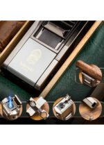 Lubinski Cigar Travel Humidor Set with 5-in-1 premium Lighter, inbulid  hydrometer - Premium Black Leather, 6 Cigar Capacity, Compact and Durable for Travel - Ideal Gift for Cigar Enthusiasts - Image 6