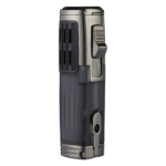 Honest Triple Jet Flame Cigar Torch Lighter - Windproof Butane Refillable Lighter with Built-in Cigar Puncher - Sleek Black Finish