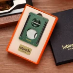 Lubinski Luxury V-Cut Cigar Cutter – Green Metal Sharp Guillotine with Punch | Travel Gift Box - Image 3