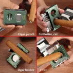 Lubinski Luxury V-Cut Cigar Cutter – Green Metal Sharp Guillotine with Punch | Travel Gift Box - Image 6
