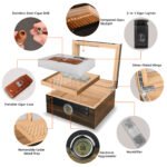 Cigarol Glass Top Humidor Set | Modern Carbon Fiber Design with Digital Hygrometer & Accessories - Image 2