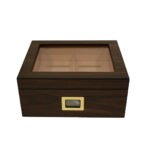 CIGAROL Glass Top Cigar Humidor | Digital Hygrometer & Spanish Cedar Tray