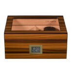 Glass Top Desktop Humidor | Zebrano Wood Finish with Analog or Digital Hygrometer - Image 7