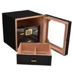 Clear Acrylic Humidor | Portable Cigar Box with Cedar Tray & Hygrometer - Image 3