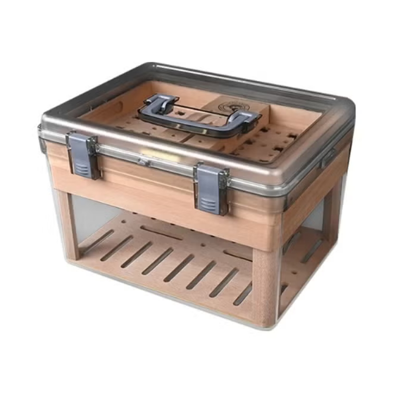 CIGARLOONG Large Transparent Acrylic Cigar Humidor with Hygrometer