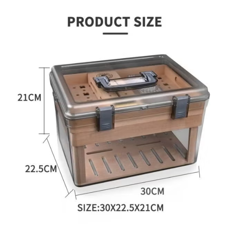 CIGARLOONG Large Transparent Acrylic Cigar Humidor with Hygrometer